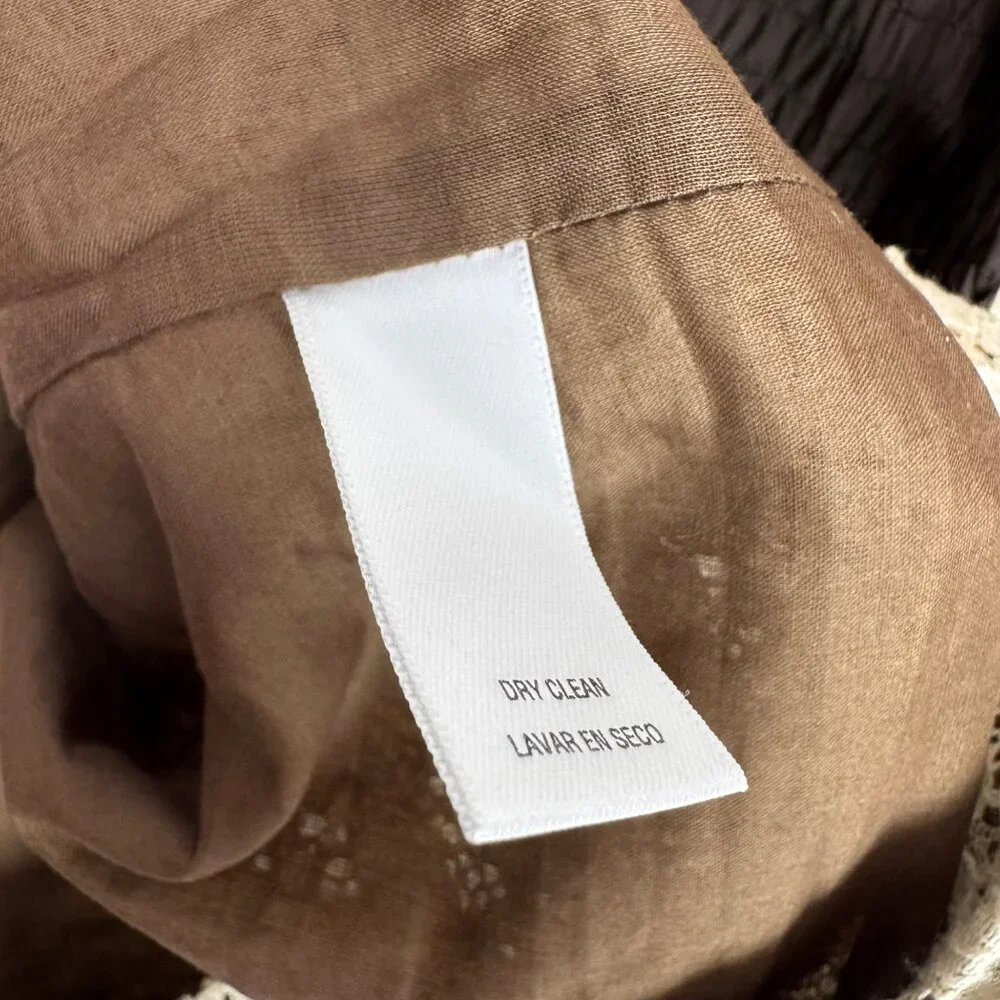 NWT Kate Hill Beige & Brown Lace Dress‎ Bow Tie Waist Cottagecore Prairie Sz 14P